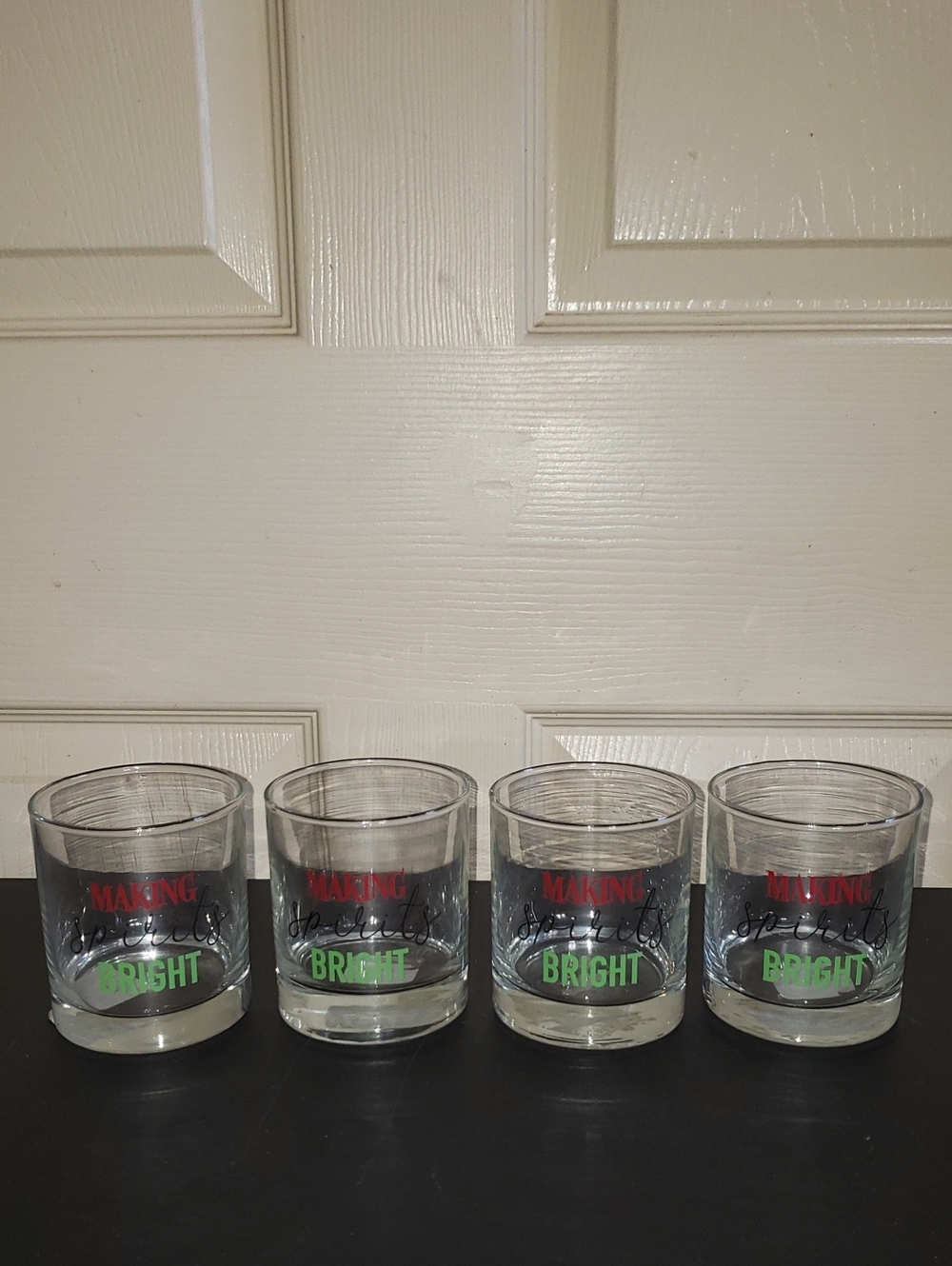 NWT BUNDLE Set of 4 Clear Glass Tumblers Making Spirits Bright Christmas Holiday
